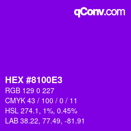 カラーコード: HEX #8100E3 | qconv.com