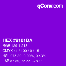 颜色代码: HEX #8101DA | qconv.com