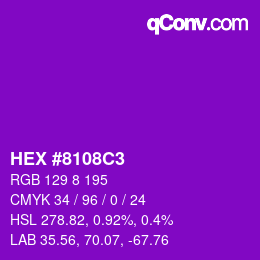 カラーコード: HEX #8108C3 | qconv.com