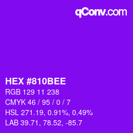 Color code: HEX #810BEE | qconv.com