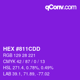 Code couleur: HEX #811CDD | qconv.com