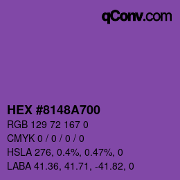 Farbcode: HEX #8148A700 | qconv.com