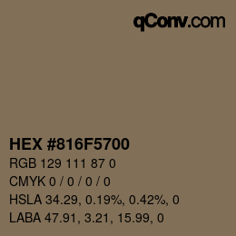 Código de color: HEX #816F5700 | qconv.com