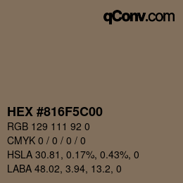 Color code: HEX #816F5C00 | qconv.com