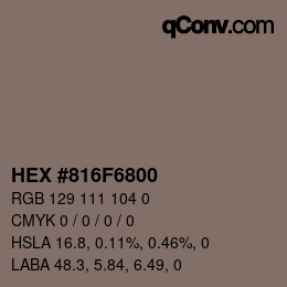 Color code: HEX #816F6800 | qconv.com