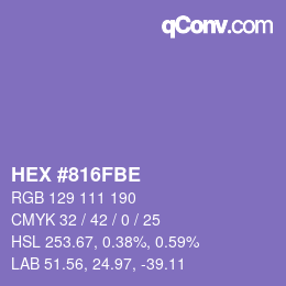 颜色代码: HEX #816FBE | qconv.com