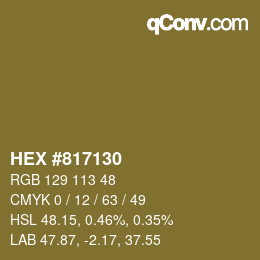 颜色代码: HEX #817130 | qconv.com