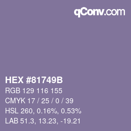 Color code: HEX #81749B | qconv.com