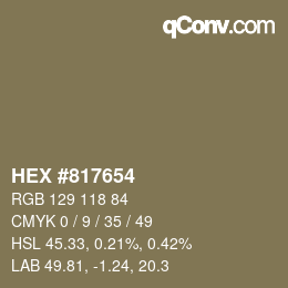 Color code: HEX #817654 | qconv.com