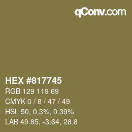 カラーコード: HEX #817745 | qconv.com