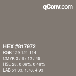 Código de color: HEX #817972 | qconv.com