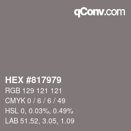 Código de color: HEX #817979 | qconv.com