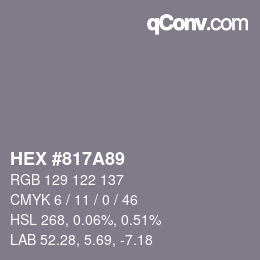 颜色代码: HEX #817A89 | qconv.com