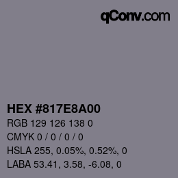 Color code: HEX #817E8A00 | qconv.com