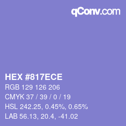 Color code: HEX #817ECE | qconv.com