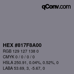 Color code: HEX #817F8A00 | qconv.com