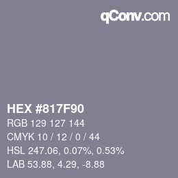 Color code: HEX #817F90 | qconv.com