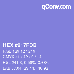 カラーコード: HEX #817FDB | qconv.com