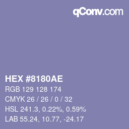 Color code: HEX #8180AE | qconv.com