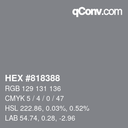 Farbcode: HEX #818388 | qconv.com