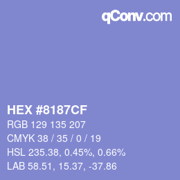 カラーコード: HEX #8187CF | qconv.com