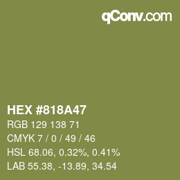 Farbcode: HEX #818A47 | qconv.com