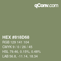 Farbcode: HEX #818D68 | qconv.com