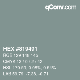Color code: HEX #819491 | qconv.com