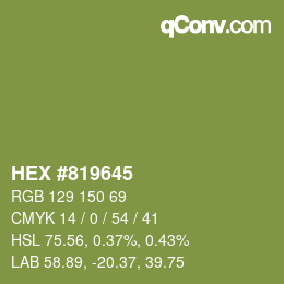 カラーコード: HEX #819645 | qconv.com