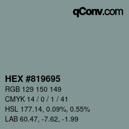 Color code: HEX #819695 | qconv.com