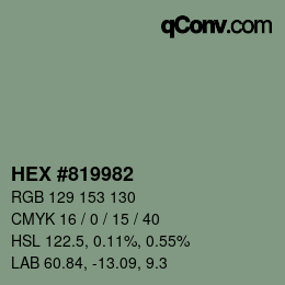 Color code: HEX #819982 | qconv.com