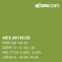 Color code: HEX #819C3E | qconv.com
