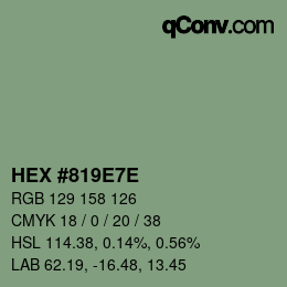 Color code: HEX #819E7E | qconv.com