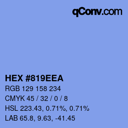 Color code: HEX #819EEA | qconv.com
