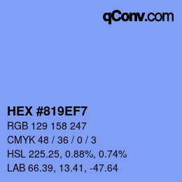 カラーコード: HEX #819EF7 | qconv.com