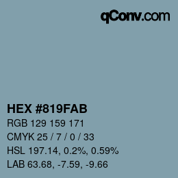 カラーコード: HEX #819FAB | qconv.com