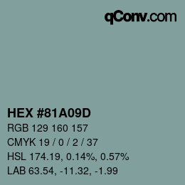 カラーコード: HEX #81A09D | qconv.com