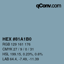 颜色代码: HEX #81A1B0 | qconv.com