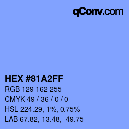 Farbcode: HEX #81A2FF | qconv.com