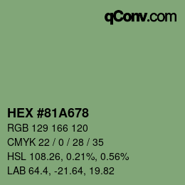 カラーコード: HEX #81A678 | qconv.com
