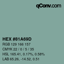 颜色代码: HEX #81A69D | qconv.com