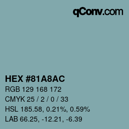 Color code: HEX #81A8AC | qconv.com