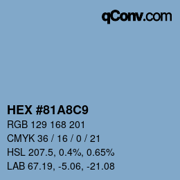 カラーコード: HEX #81A8C9 | qconv.com