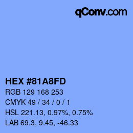 颜色代码: HEX #81A8FD | qconv.com