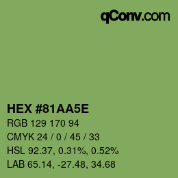 Farbcode: HEX #81AA5E | qconv.com