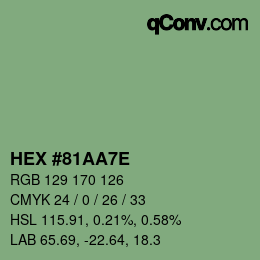 Color code: HEX #81AA7E | qconv.com