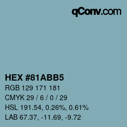 Color code: HEX #81ABB5 | qconv.com