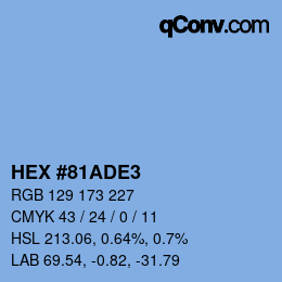 Color code: HEX #81ADE3 | qconv.com