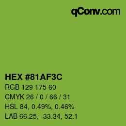 Color code: HEX #81AF3C | qconv.com