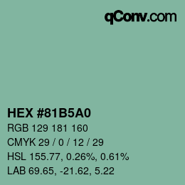 Farbcode: HEX #81B5A0 | qconv.com